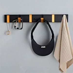 Porte-manteau mural pliable en aluminium sans perçage pour couloir, chambre, porte, chapeaux, vêtements, cuisine, toilettes – Crochets muraux noirs - Product Image 4