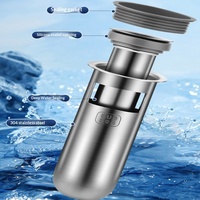 Nouveau siphon de sol en acier inoxydable 304, design moderne et minimaliste, avec insert anti-odeur en U à joint d'étanchéité profond pour salle de bain