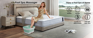 Bain de pieds pliable de base avec chauffage, bulles, vibrations et lumière rouge, 3 accessoires réglables, 110-240V - Product Image 4