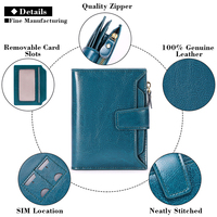Dompet wanita kulit Pu tas tangan RFID pendek tahan air mewah bergaya Vintage trendi Dompet lilin minyak Logo kustom