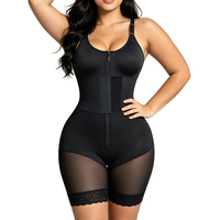 En gros Body gainant en nylon pour femme, mi-cuisse, avec fermeture éclair frontale, contrôle du ventre, maintien moyen, antibactérien et respirant