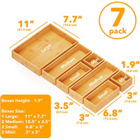 Ensemble de boîtes de rangement en bambou pour tiroirs, plateau en bambou, boîte de rangement pour poubelle, boîte de rangement multi-usages, plateau de rangement pour cuisine