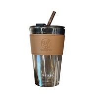 Gobelet à café portable avec paille, gobelet à café en verre anti-fuite, logo personnalisable