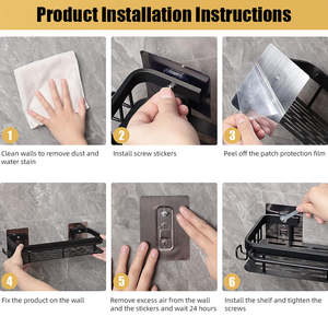 Estante de Baño, Organizador de Almacenamiento para Cocina, Estante de Aleación de Aluminio, Estante de Pared para Ducha - Product Image 3