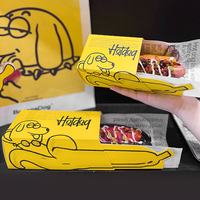 Barquette d'emballage jetable personnalisée sans plastique pour hot-dogs et frites, conteneur alimentaire en papier kraft pour la restauration rapide à emporter, boîte à hot-dogs en papier