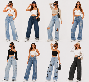 Jeans en denim pour femmes, styles variés, vente en gros, coupe skinny et baggy, taille haute, modèle 2026.4, origine CN/GUA, stock de vêtements, mélange aléatoire - Product Image 1