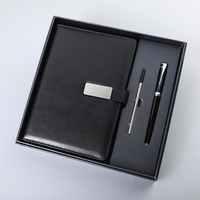 Ensemble cadeau d'affaires personnalisé avec bloc-notes magnétique A5, porte-stylo et porte-cartes, métal et cuir PU, impression sérigraphique, boîte cadeau promotionnelle