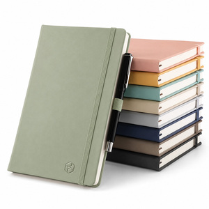 Notebook Printing PU <b>Leather</b> Cover A6 Journal with Blank Pages Custom Logo Ribbon <b>Bookmark</b> for Students - Product Image 1