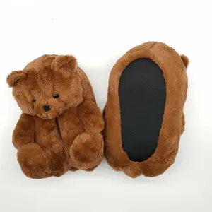 2022 सर्दियों इनडोर विरोधी पर्ची लवली पशु आलीशान टेडी भालू चप्पल