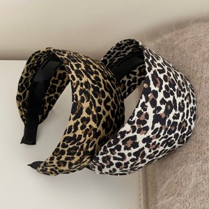 Serre-tête imprimé léopard pour femme en toile et mélange acrylique, style bohème, accessoire de coiffure et de maquillage pour toutes les saisons - Product Image 1