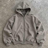 Sweat à capuche zippé personnalisé pour homme, en polaire épaisse 300 g/m², style streetwear, coupe ample et oversize, épaules tombantes, imprimé, automne