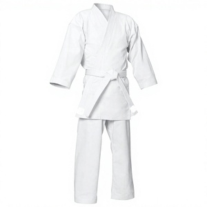 Kimono de karaté pour adultes, blanc, polyester/coton, unisexe, coupe régulière, respirant, 7 oz, anti-rétrécissement, séchage rapide, vêtements d'arts martiaux - Product Image 2