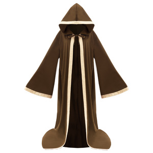 Capa de Mago con Capucha Multicolor, Borde de Terciopelo Dorado, Capa Medieval Gótica con Capucha, Disfraz de Halloween de <span class=keywords><strong>Anime</strong></span>, Dios de la Muerte, Wicca, Ritual - Product Image 4