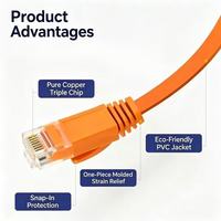 Cable Ethernet Plano 6A - Velocidad Gigabit, Cobre Puro, Par Trenzado Blindado para Cableado de Salas de Ordenadores