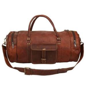 Genuine <b>Leather</b> <b>Duffle</b> <b>Bag</b> With Secure Zip Closure Strong Handles Large Main Pocket For Travel Gym Sports Weekend And Holiday - Product Image 3