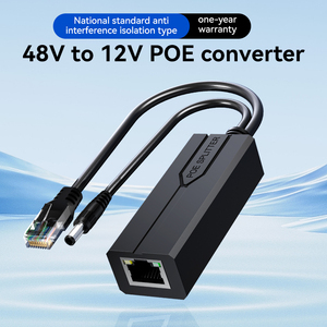 Convertisseur Ethernet PoE Gigabit 3 ports IEEE802.3AF/AT 48V vers 12V 1.2A pour caméra IP et sans fil - Product Image 1