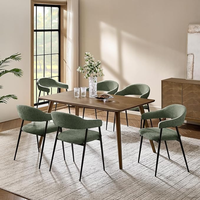 Chaise de salle à manger moderne en lin rembourrée, dossier incurvé, pieds en métal, pour salles à manger/salons, restaurants, cafés - Marque HUGE - Vente en gros usine