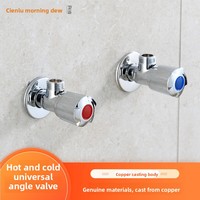 Robinet d'arrêt d'eau pour chauffe-eau de toilette en laiton rouge à angle droit avec installation filetée, modèle 4-en-1