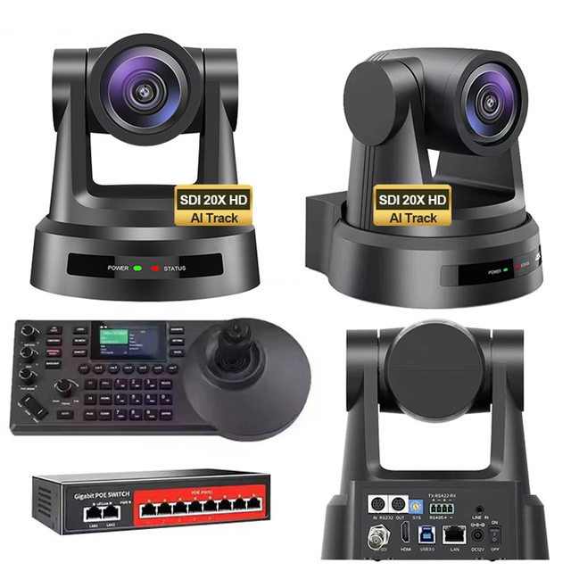 USD1428 Free Ship Live Stream Camera Kit HD690-20=3 Pcs SDI 20X HD1080P PTZ Conference Camera AI Track Broadcast+Controller