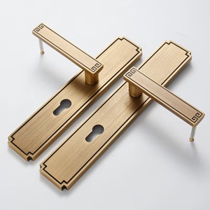Poignée de porte carrée moderne de luxe, simple, <span class=keywords><strong>pour</strong></span> porte intérieure en bois, levier de verrouillage <span class=keywords><strong>pour</strong></span> portes françaises, chambre, salle de bain, ensemble de quincaillerie - Product Image 3