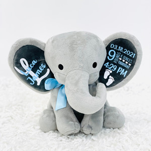 Animal éléphant avec nom personnalisé et statistiques de naissance cadeau nouveau-né nouveau cadeau de bébé annonce de naissance cadeau de bébé - Product Image 2