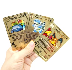 CharizardBlastoiseVenusaur Gold Metal Poke mon 1ère première édition Nouveau jeu de cartes à jouer à échanger - Product Image 6