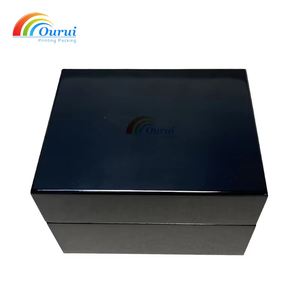 กล่องบรรจุภัณฑ์ไม้สั่งทำขายส่งจากโรงงานพร้อมโลโก้, กล่องนาฬิกาไม้สีดำสั่งทำ MOQ ต่ำพร้อมโลโก้สำหรับผู้ชาย, กล่องของขวัญนาฬิกา - Product Image 5