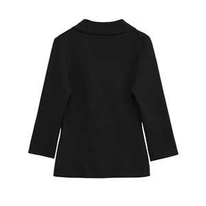 Suéter Cárdigan de Punto con Cuello de Solapa, Color Negro, Doble Botonadura, Estilo Casual y Moderno para Mujer - Product Image 2