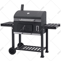 Parrilla Profesional Premium Moderna de Acero Corten, a Leña, con Indicador de Temperatura, Ventilaciones, Certificación CE, Carrito y Encendido Automático