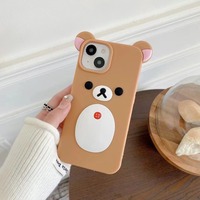 Dessin animé en trois dimensions mignon ours brun Anti-chute coque de téléphone en Silicone pour Phone16promax 15 14 13 couverture arrière housse de protection
