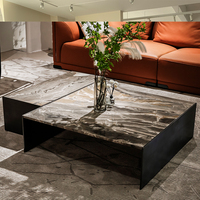 Table basse moderne en marbre durable avec structure en acier pour salon et appartement, mobilier écologique pour la maison, OEM/ODM