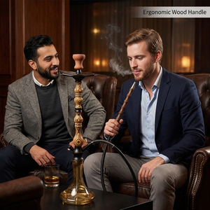 Chicha en verre à tuyau unique avec base en bois pour terrasse, bar, club, <span class=keywords><strong>pub</strong></span>, usage quotidien et détente - Product Image 3