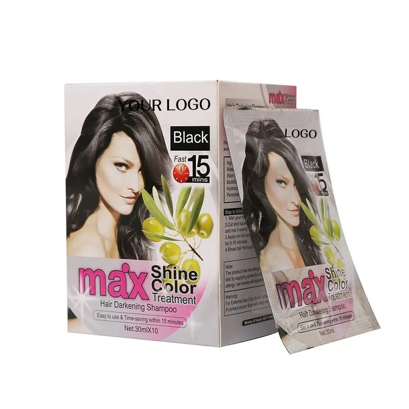 Wholesale Supplier Herbal Professional Magic Black Hair Color Dye Shampoo Sachet For White Hair