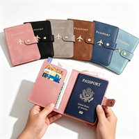 Dompet Paspor Kulit PU Multi-Slot Modis untuk Penyimpanan Dokumen, Sarung Paspor Logo Kustom