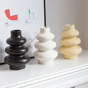 Nordic Colorful Matte Porcelain Vases Rustic Decoration Modern Home Decor Flower Ceramic Vase Set