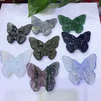 Großhandel neue Produkte hand geschnitzte natürliche Edelstein Kristall Schmetterling Schädel für die Dekoration