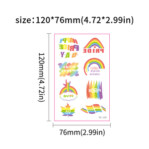 Autocollants de tatouage temporaires fluorescents personnalisables exclusifs, motifs arc-en-ciel en forme de cœur, grande <span class=keywords><strong>taille</strong></span> pour festival - Product Image 5