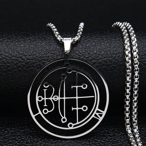 Nouveau pendentif Lucifer Signal, <span class=keywords><strong>pentagramme</strong></span> creux <span class=keywords><strong>du</strong></span> <span class=keywords><strong>diable</strong></span>, collier en acier inoxydable pour hommes et femmes, collier avec pendentif sceau <span class=keywords><strong>du</strong></span> <span class=keywords><strong>diable</strong></span> - Product Image 6