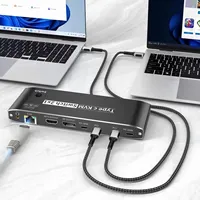 Commutateur KVM Type-C Hardrock WS-C-0201H4K avec transmission réseau PD, résolution 4K60Hz, construction métallique, 2 hôtes partagent un seul ensemble de touches