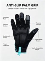 Gants de course moto HAIYI Performance à doigts entiers, avec sangle de poignet réglable, antidérapants, protection UV, absorption des chocs