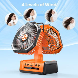 LED Lantern Fan Dual Head Oscillation <b>Hook</b> Design USB C Rechargeable Portable For Outdoor Tent Travel Fishing Beach - Product Image 3