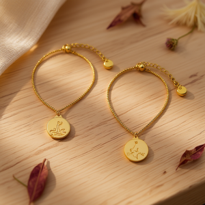 Bracciale Charm Dorato in Acciaio Inossidabile con Catena Regolabile e Ciondolo, Accessorio di Moda - Product Image 2