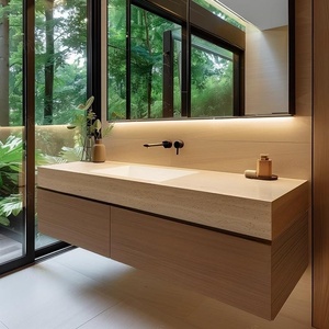 Tủ phòng tắm gỗ rắn đơn giản với Bộ chậu rửa đá <span class=keywords><strong>Granite</strong></span> liền mạch - Product Image 2