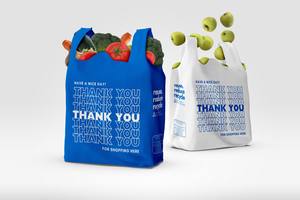 Bolsas de compras de plástico PP de bajo precio de GARMAPRO, bolsas de camisetas de supermercado con sonrisa para expresar gratitud - Product Image 3