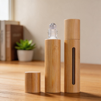 Bouteille d'huile à libération lente et antibactérienne, idéale pour le bureau, les voyages, les fêtes, bouteille à bille en bambou, bouteille à bille pour huiles essentielles
