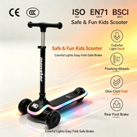 Trottinette Enfant Pliable et Portable à 3 Roues avec Roues Lumineuses en PU et Motifs Imprimés – Vente en Gros