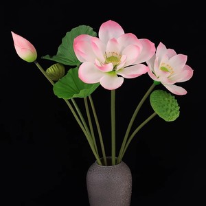 <b>Artificial</b> Lotus Flowers PU Silk With <b>Stems</b> Pods Leaves High Simulation Buddhist Temple Decoration Wedding Home Decor 30cm-100cm - Product Image 4