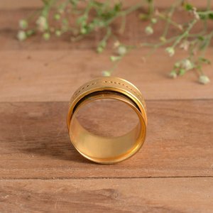 Handmade Solid Brass 14K Gold Plated Bezel Setting Modern Unisex <b>Spinner</b> <b>Ring</b> Thumb Band - Product Image 3