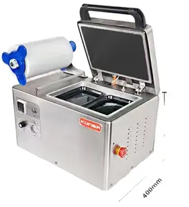 Máquina empacadora de piel al vacío de bandeja para carne de res, fruta, pescado