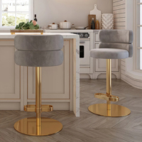 Chaise de bar pivotante réglable en acier inoxydable de luxe avec dossier rotatif - Utilisation commerciale moderne pour salle à manger, salon, maison, hôtel